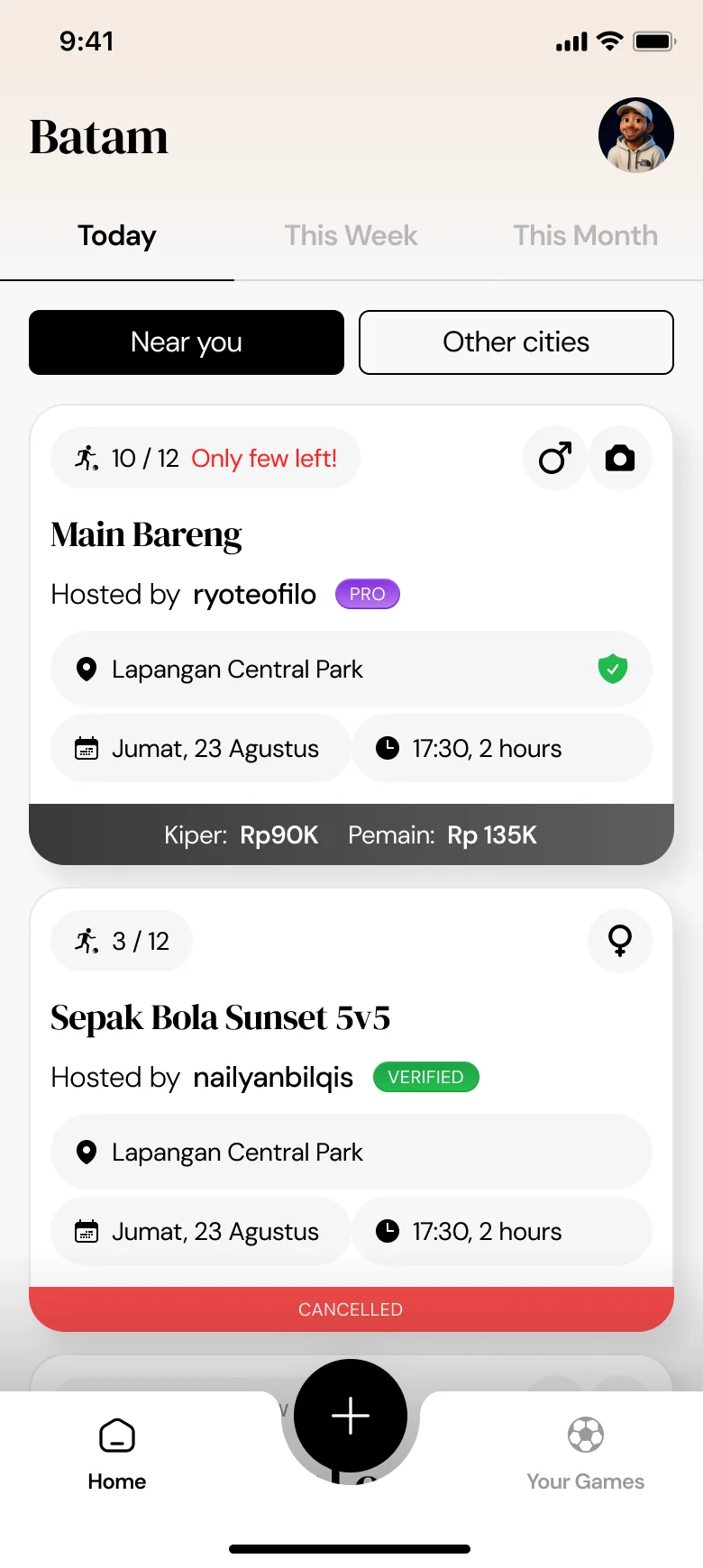 Tendang App Screen 1